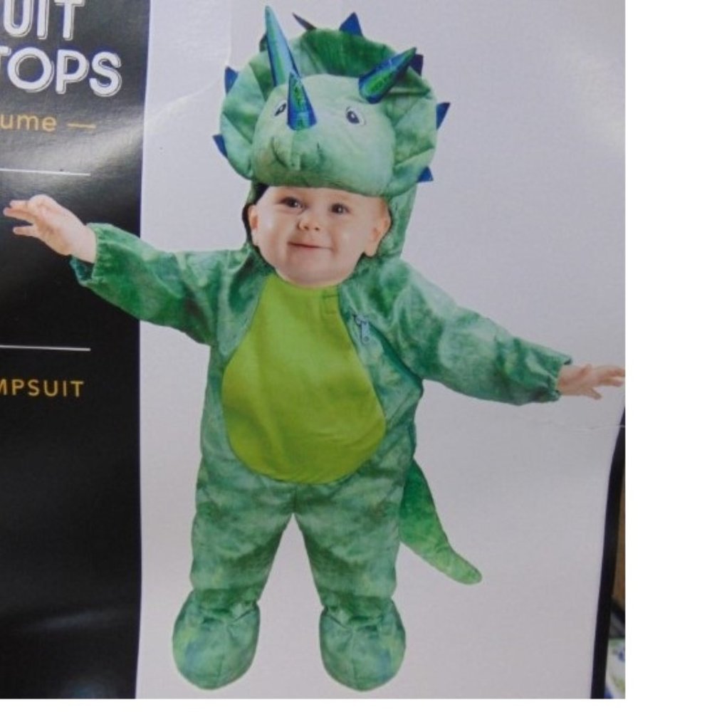 Infant Dinosaur Triceratops 6/12 months Halloween Costume 1 Pc Hooded Jumpsuit